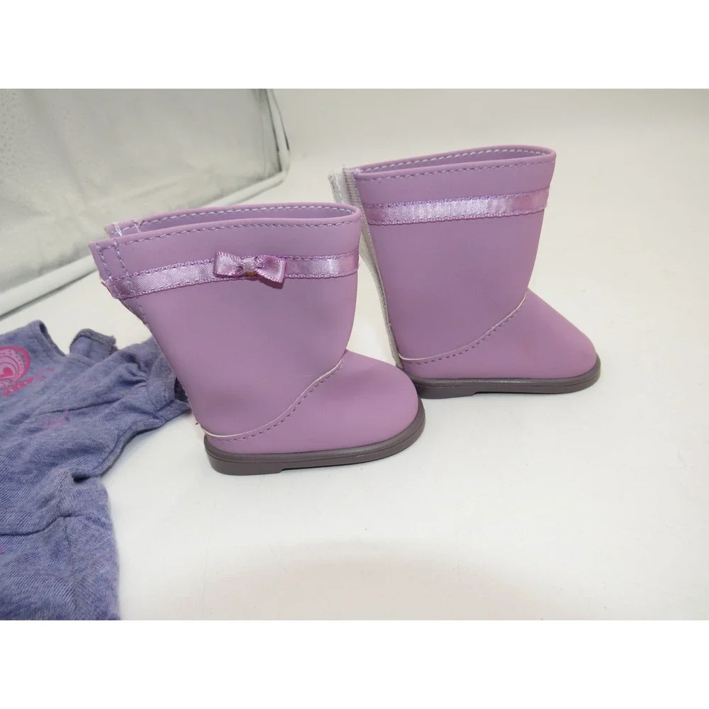 American Girl Butterfly Dress Outfit Purple Knit Boots Hair Bow
